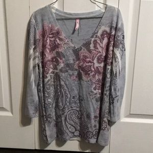 Kiara Printed tee, 3/4 sleeve, women’s size M
